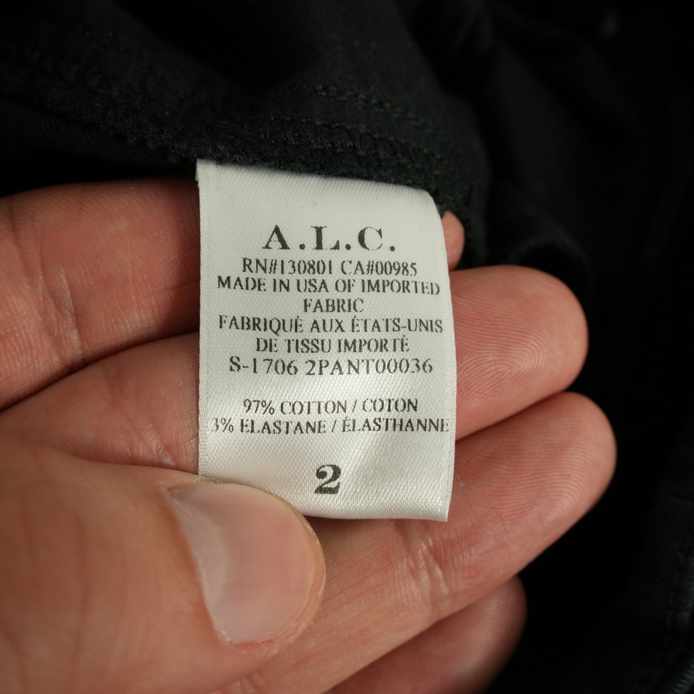 A.L.C. Ezra Twill Pants Womens 2 Black High Rise Button Fly Ankle Zip Skinny - Picture 7 of 10